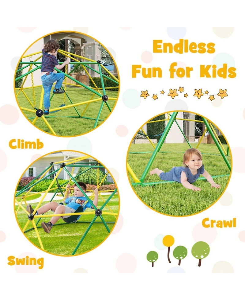 Gouun 10 Foot Geometric Dome Climber with Eva Swing and 800 Lb Load Capacity