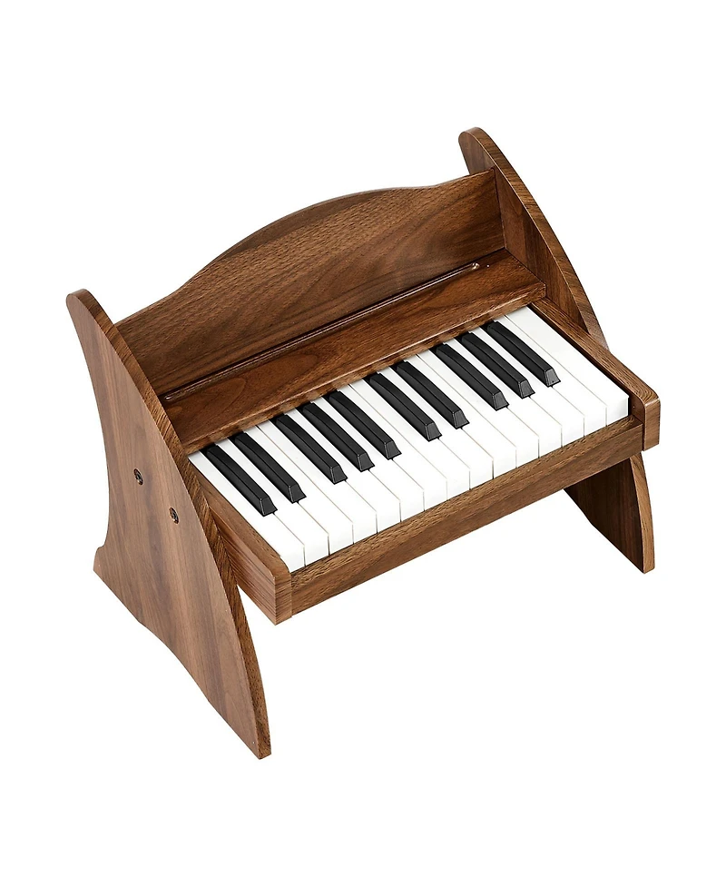 Mecale 25 Key Kids Wooden Piano in Walnut with Music Stand, Ages 3+