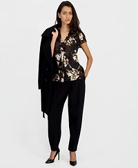 Bar Iii Women's Tie-Neck Short-Flutter-Sleeve Blouse, Macy's Exclusive