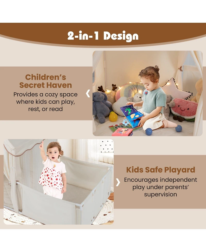 Slickblue 2-in-1 Kids Play Tent with Playpen and Yard Playhouse