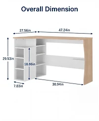gaomon L Shaped Desk with Storage Shelves, Small Corner Desk for Small Spaces, Reversible Oak Wood Finish