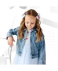 Sweet Wink Little and Big Girls Apple Gingham Tulle Bow Clip Set