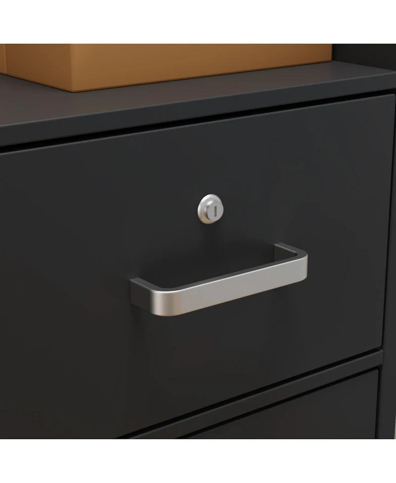 Homsee Office Desk with Bookshelf and 3 Drawers, Single Writing Computer Desk with Storage Shelves, Workstation for Home Office