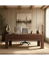 Tribesigns Office Desk with Spacious Tabletop,Wooden Computer Desk with Sturdy Legs and Front Baffle,Modern Workstation for Home Office