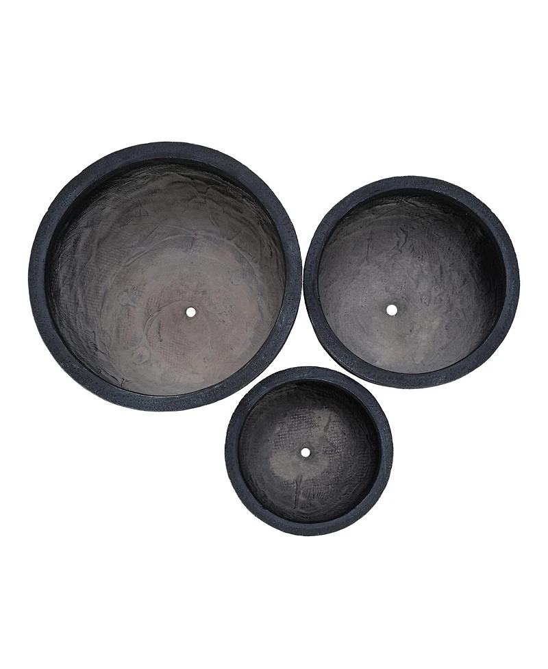 Streamdale Furniture 3-Piece Lightweight Mgo Round Crackle Stone Planter Set with Drainage