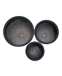 Streamdale Furniture 3-Piece Lightweight Mgo Round Crackle Stone Planter Set with Drainage