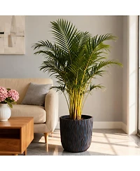 Streamdale Furniture Set of 2 Large Round Textured Magnesium Oxide Planters with Drainage Holes