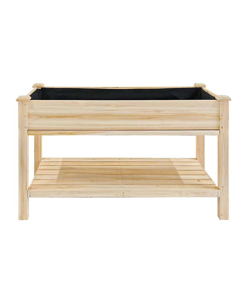 Streamdale Furniture 48x23x31.1'' Elevated Wood Garden Bed with Storage Shelf and Liner