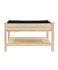 Streamdale Furniture 48x23x31.1'' Elevated Wood Garden Bed with Storage Shelf and Liner