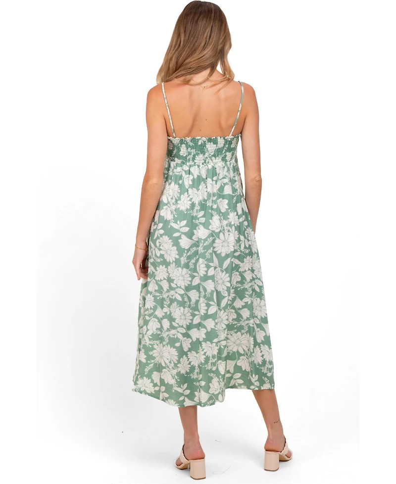 Pinkblush Maternity Light Olive Floral Sleeveless Midi Dress