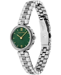 Calvin Klein Women's Gleam Silver-Tone Stainless Steel Bracelet Watch 24mm