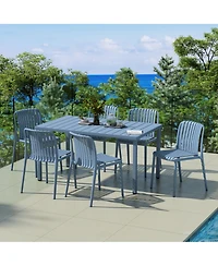 7-Piece Outdoor Patio Dining Table Set With Stackable Chairs