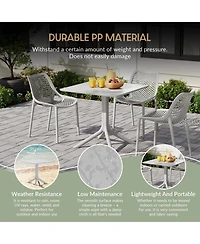 5-Piece Outdoor Square Patio Dining Table Set with Stackable Chairs