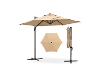Clihome 9 Ft Cantilever Patio Umbrella with Vented Top and Sun-Protective Canopy