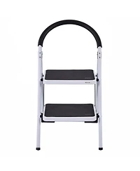 Costway 2 Step Ladder Folding Stool Heavy Duty 330Lbs Capacity Industrial Lightweight