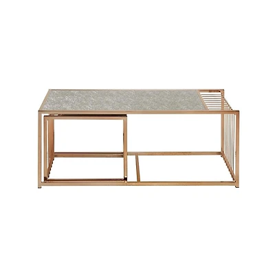 iNSPIRE Q Textured Mirror Top Nesting Coffee Table