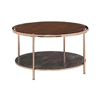 iNSPIRE Q Champagne Coffee Table with Dark Marble Glass Shelf