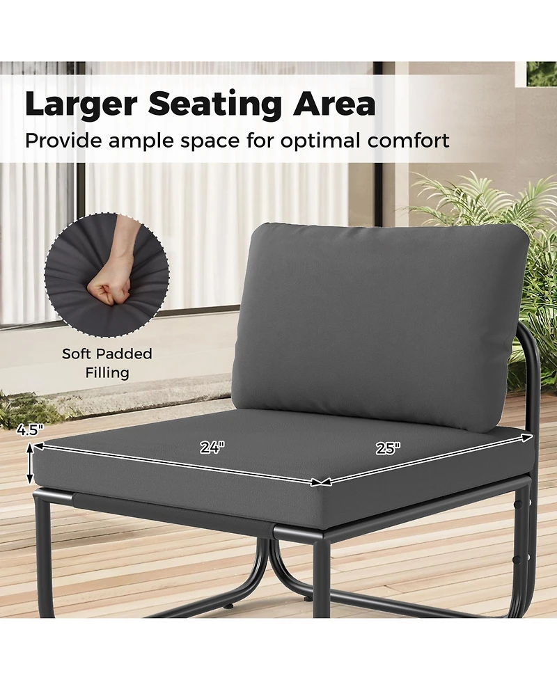 Sugift 4-Piece Metal Frame Outdoor Sofa Set with Padded Cushions