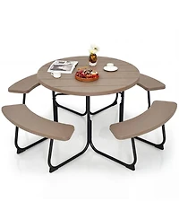 Sugift 8-Person Outdoor Picnic Table and Bench Set with Umbrella Hole