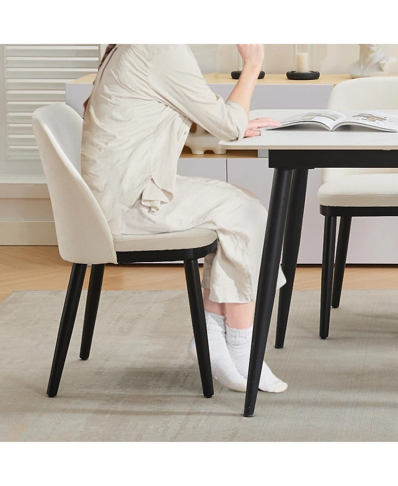 gaomon Set of 2 Modern Upholstered Dining Chairs, Thick Cushions And Solid Wood Legs Seating for Kitchen & Dining Room