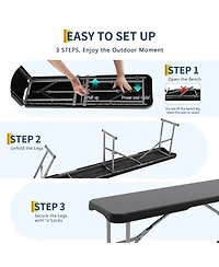 gaomon 1 piece Portable Heavy-Duty 6FT Folding Outdoor Benches for Patio, Picnic, Camping, Party