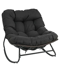 Sugift Outdoor Papasan Rocking Chair with 6.5in Thick Cushion and Non-Slip Pads
