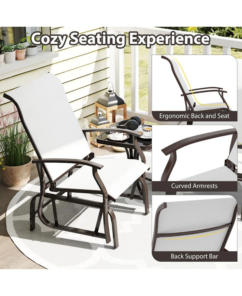 Gouun Outdoor Glider Chair Set of 2 with Padded Seats and Armrests