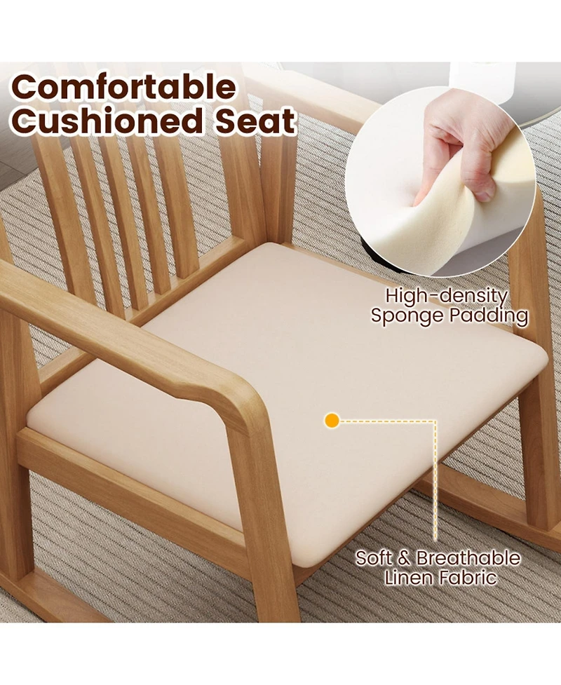 Gouun Cushioned Rocking Chair with Slatted Back and Curved Armrests