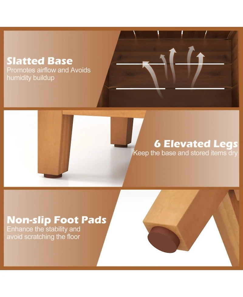 Gouun Acacia Wood Package Delivery Box with Built-In Planter for Pool and Garden Tools