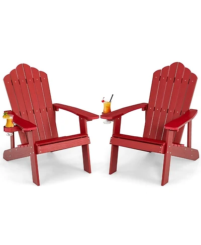 Gouun 2-Piece Adirondack Chair Set Adult and Kid Hips Build with Cup Holder