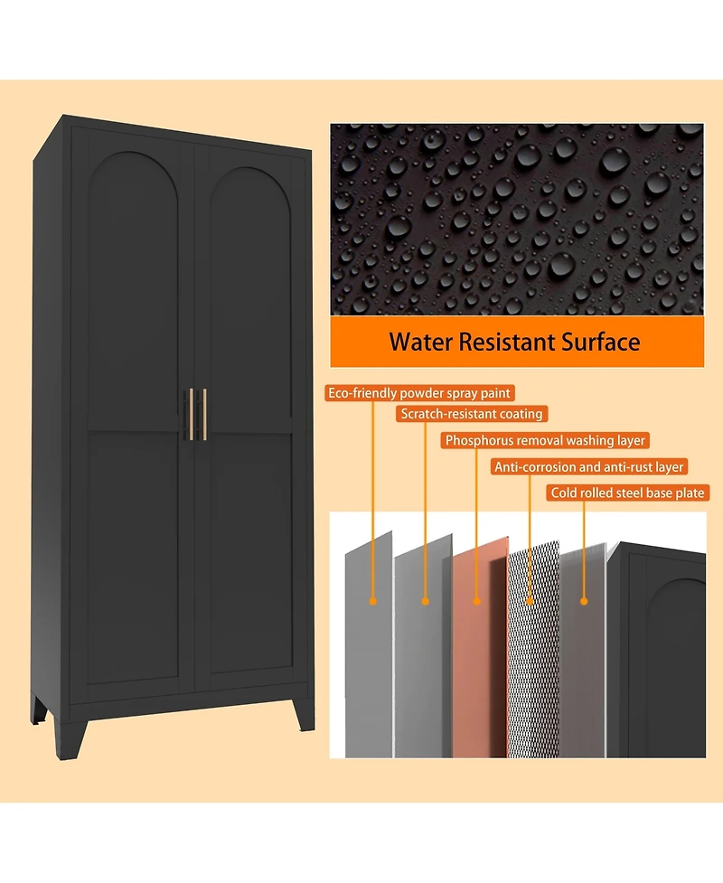 sumyeg Shapely Doors Cabinet Metal Storage with and Adjustable Shelves