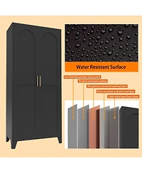 sumyeg Shapely Doors Cabinet Metal Storage with and Adjustable Shelves