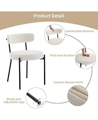 gaomon Set of 2 Mid Century Boucle Upholstered Dining Chairs, Curved Back Design Kitchen Seating