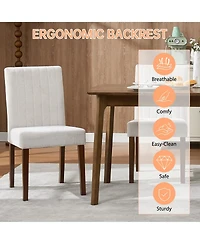 gaomon Set of 2 Modern Vertical Stripe Fabric Dining Chairs, Upholstered Kitchen Side Seating with Solid Wood Legs