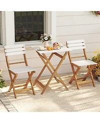 Sugift 3-Piece Folding Acacia Wood Patio Bistro Table and Chair Set