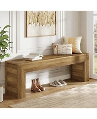 Tribesigns Farmhouse Entryway Bench, 63" Long Wooden Indoor Shoe Bench Seat, End of Bed Bench