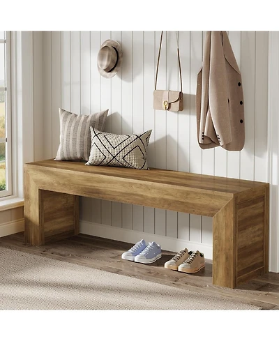 Tribesigns Farmhouse Entryway Bench, 63" Long Wooden Indoor Shoe Bench Seat, End of Bed Bench