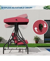 homfan 3-Seater Outdoor Porch Swing with Stand, 2-in-1 Convertible Swing Bed, Thick Cushion, Adjustable Canopy and 800-Lb. Capacity