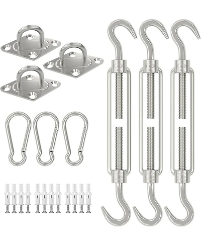 gaomon Shade Sail Hardware Kit, 6 Inch Outdoor Sun Sail Accessories, 304 Stainless Steel Turnbuckles and Brackets for Triangle Sails