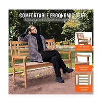Sugift 48 in Outdoor Wood Garden Bench with Backrest and Armrests, 700 lbs Load Capacity, Patio Seating