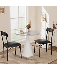 gaomon Set of 2 Mid Century Modern Faux Leather Dining Chairs, Kitchen and Dining Room Table Side Seating