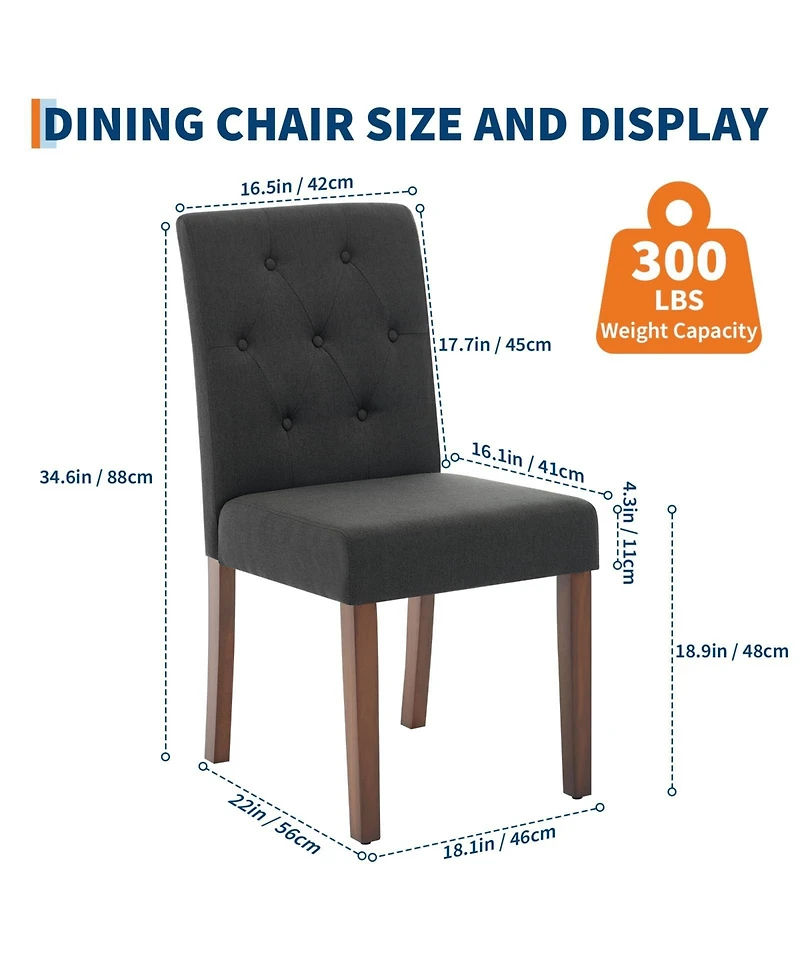 gaomon Set of 2 Modern Fabric Upholstered Dining Chairs