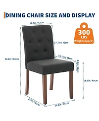 gaomon Set of 2 Modern Fabric Upholstered Dining Chairs
