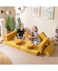 Sugift 14-Piece Convertible Kids Play Couch with High-Density Foam Blocks