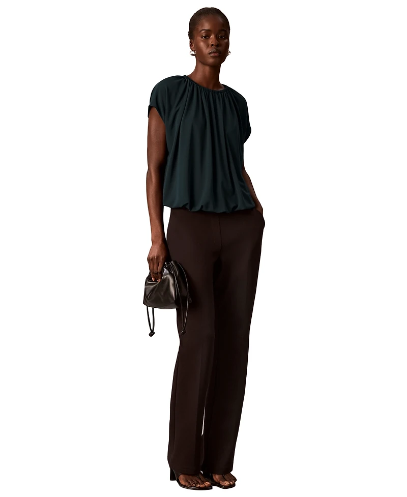 Calvin Klein Petite Shirred Crewneck Top