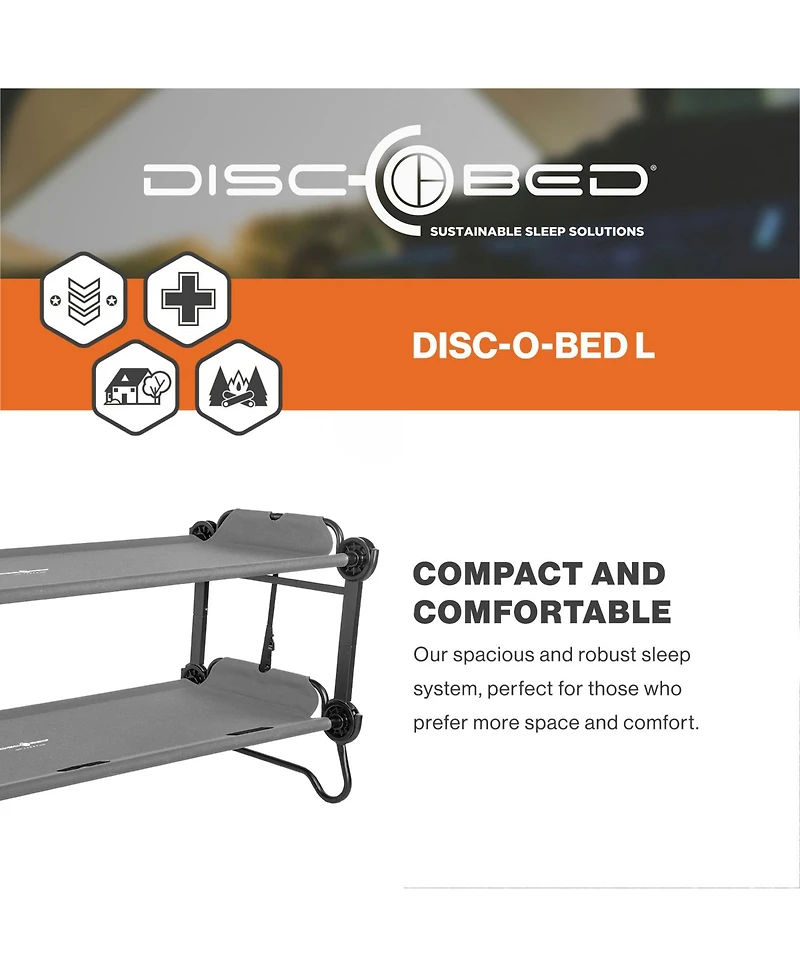 Disc-o-Bed Large Outdoor Convertible 2 Person Portable Camping Bunk Cots