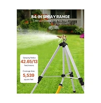 Sugift Impact Tripod Sprinkler 360 Degree Brass Head Adjustable Height