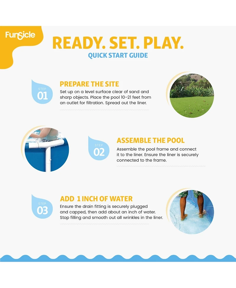 Funsicle 7' x 5' Above Ground Activity Lap Swimming Pool for Family and Kids