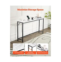 Sugift Marble Console Table Modern Narrow Long with Power Outlet for Hallway