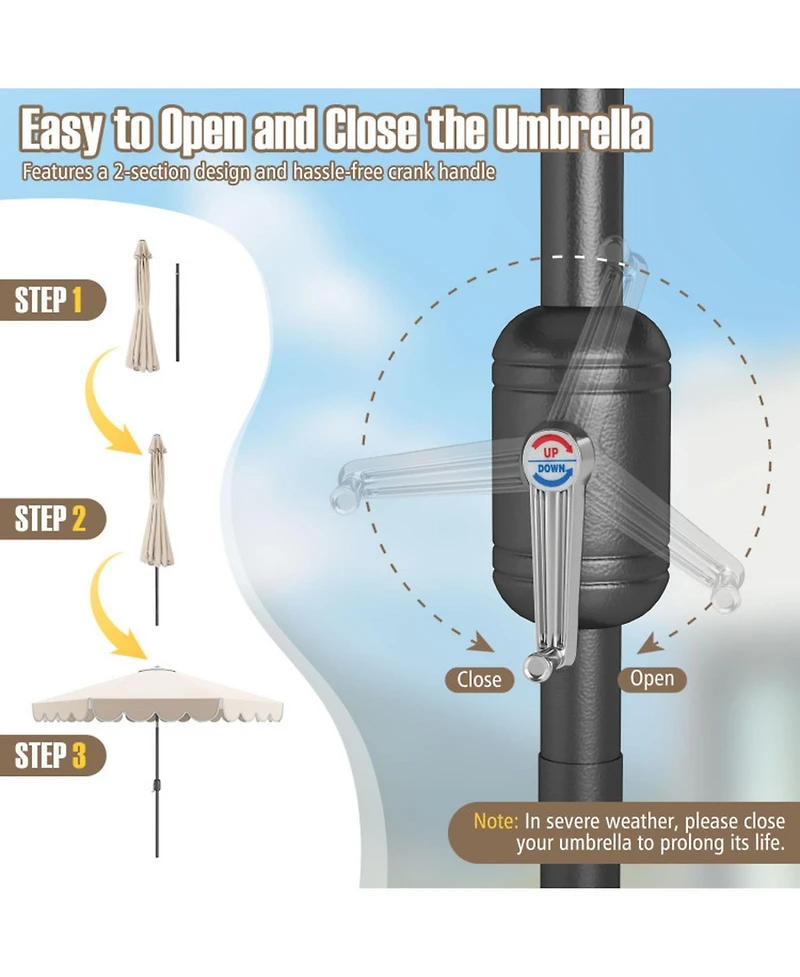 Sugift 10 Feet Patio Umbrella Outdoor Market Umbrella with Crank Tilt Adjustment